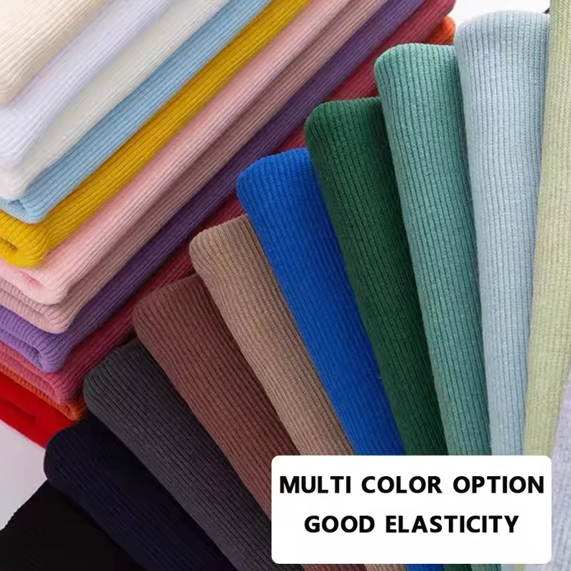 Vysoká elasticita Rayon pletené rebro natiahnuté látky DIY remeselné materiály oblečenie Tričko Dance kostým Cuff Cuff Collar Šitové príslušenstvo