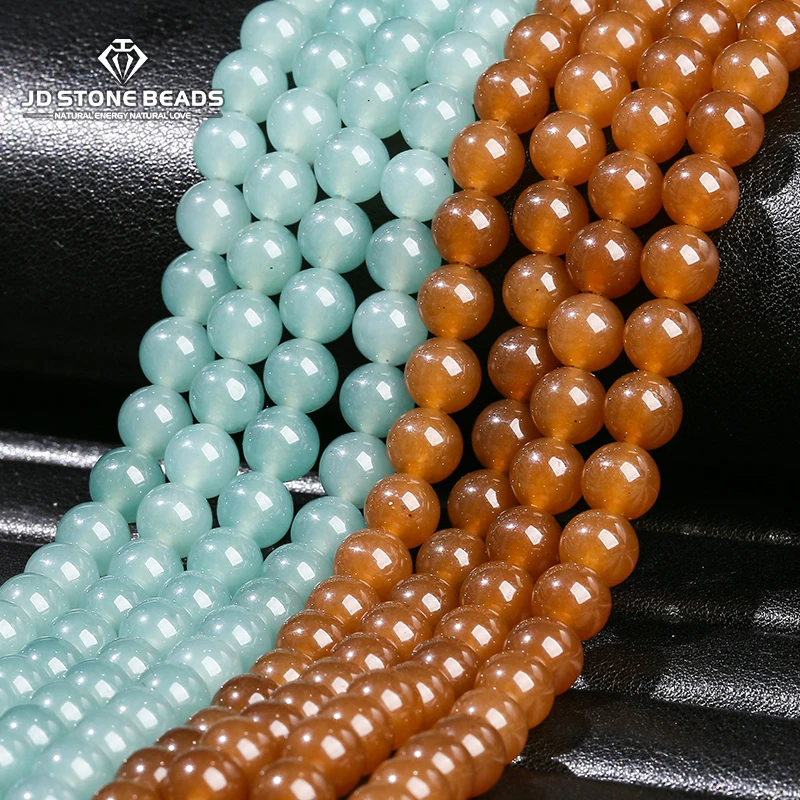 Vysoká imitácia hnedý hetian jade chalcedony okrúhle korálky voľný spacerový kameň pre šperky výroby DIY náhrdelník Náramok