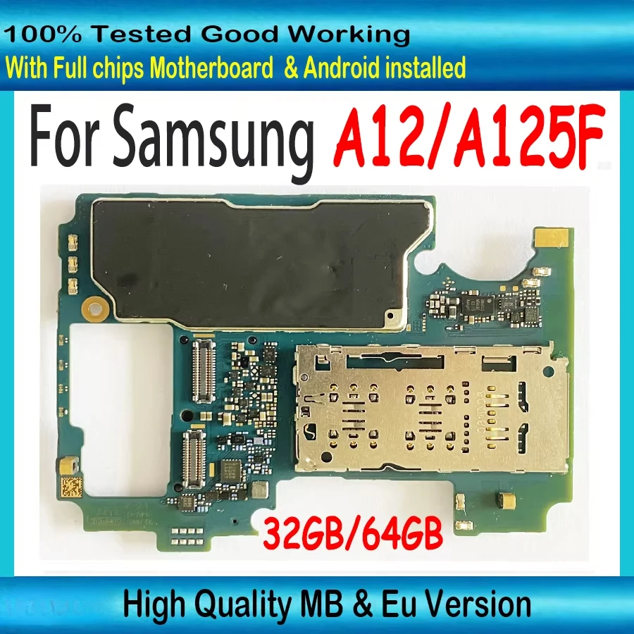 Vysoká kvalita pre Samsung Galaxy A12 A125F A125U odomknutá logická hlavná doska Plné čipy so základnou doskou SM-A125F SM-A125F