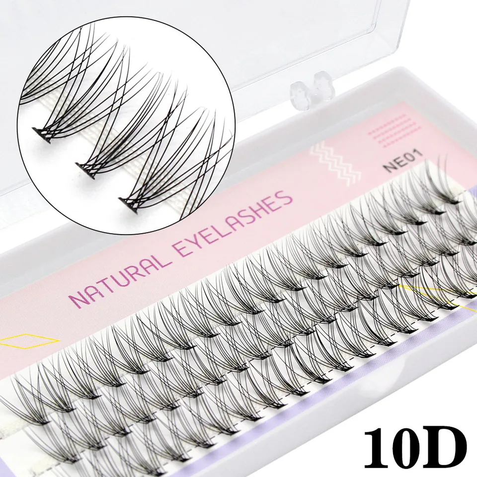 Vysoká kvalita základná 10D hodváb individuálne predlžovanie mihalníc False objem klastra Mink riasy prírodné faux make -up riasy DIY