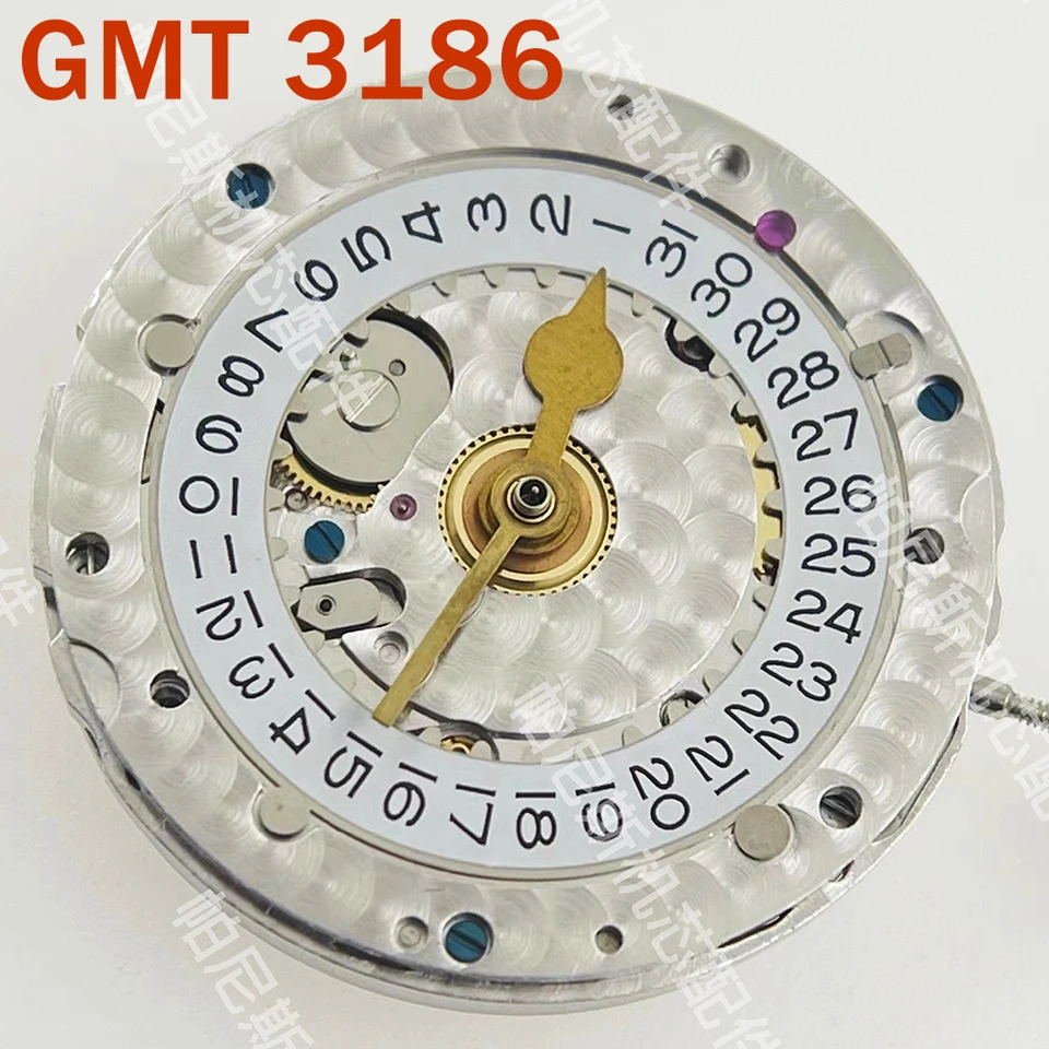 Vysoká presnosť 3186 Mechanický pohyb GMT Four Hands Blue Balance Hairspring China Clone RLX Automatický mechanizmus 2022 Nový