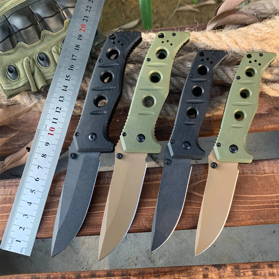 Vysoká tvrdosť BM 275 Adamas Pocket Skladací nôž 9CR18 Oceľ G10 Rukoväť EDC Outdoor Camping Vojenské taktické bojové chladné nože