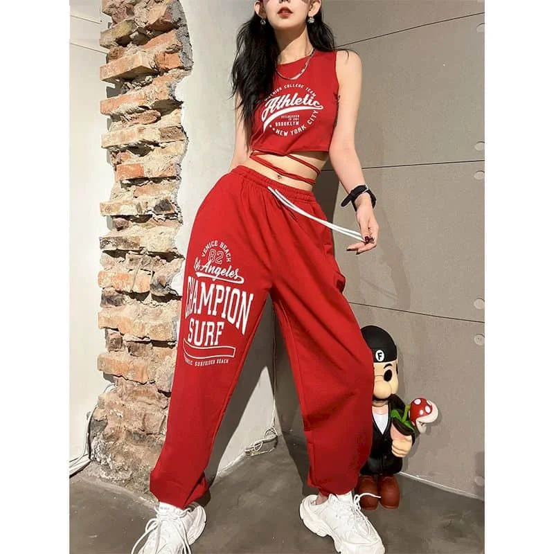 Vysoké nohavice Rovné nohavice Hip-hop Dámske nohavice Kórejské módy y2k nohavice voľné športové tepláky ženy oblečené nohavice
