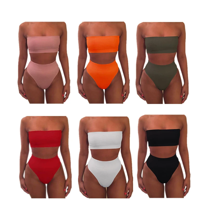 Vysoké pásové bikiny plavky Ženy Plaviec na plaviek Top plaviek Top plavky Biquini Brazílske bikiny Nové dvojdielne trendové plážové oblečenie