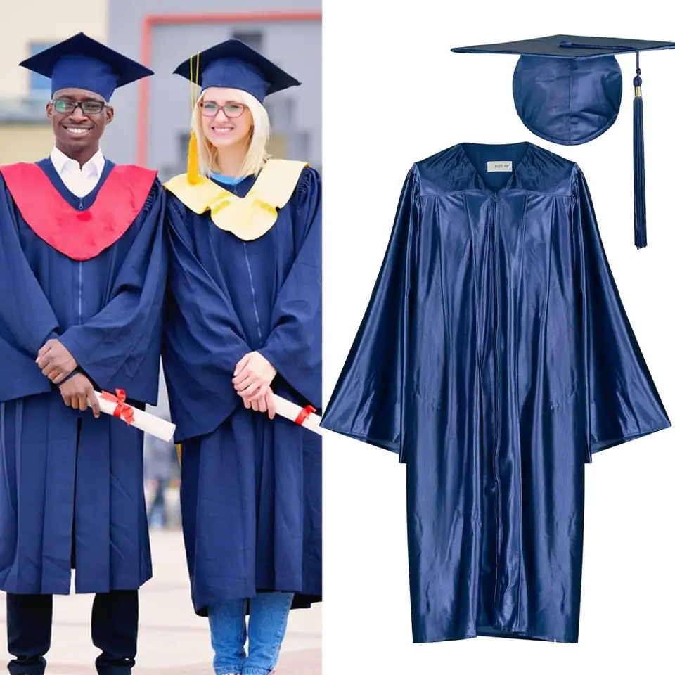 Vysoký akademický rúž Unisex promócie Rúcho čiapka s predným zipsom v krku na krku pre vysokú školu bakalárskeho lekára alebo promócie