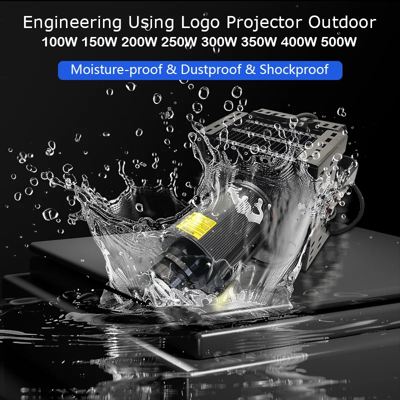 Vysoký výkon 100 W 200 W 300W 400W 500W Reklamná projekcia Light Wall Outdoor Remoner Disping Pattern Priemyselný gobový logo projektor