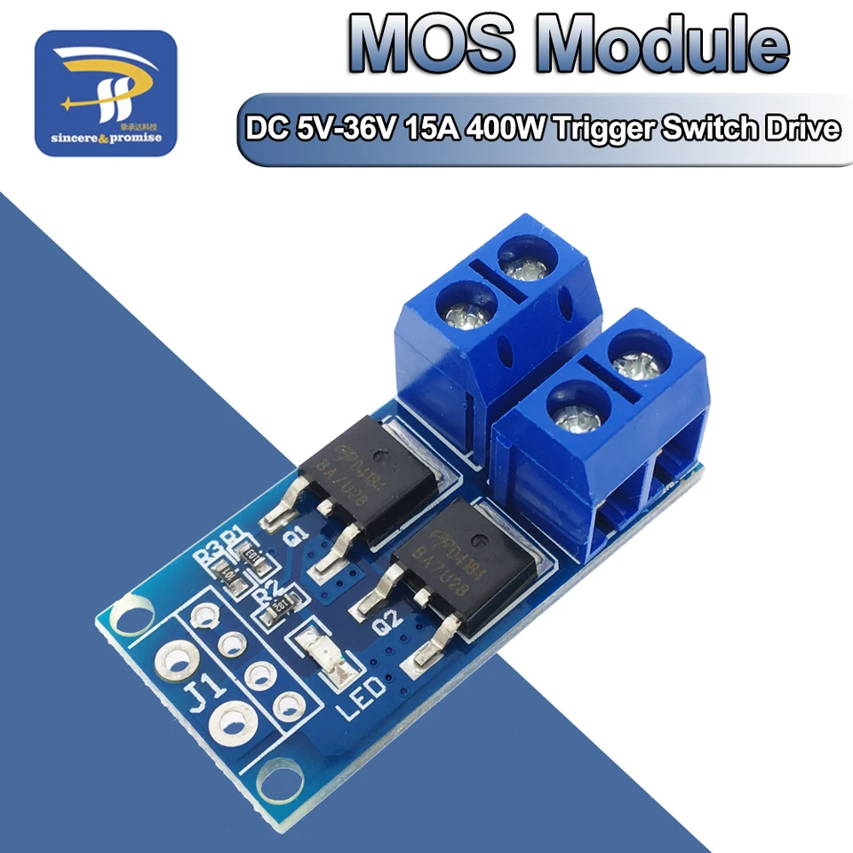 Vysoký výkon 15A 400W MOS FET spínač Spínača Modul PWM Regulátor Elektronický spínač Ovládací panel DC 5V-36V