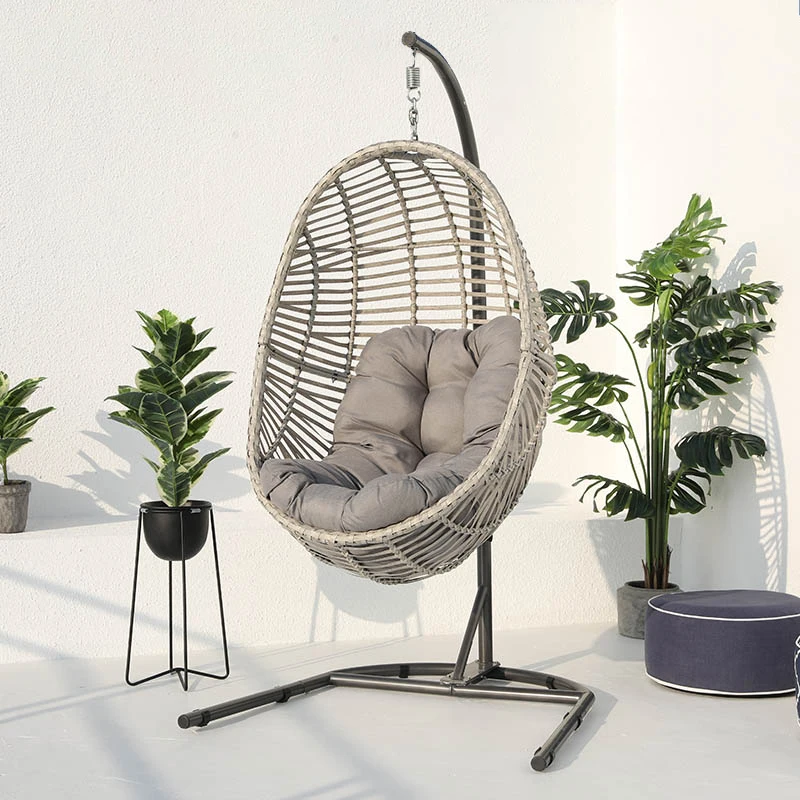 Vysoký zisk Swing zavesené prútené stoličky zavesené záhradné stoličky, Rattan Black Flower Egg Swing Storik Indoor