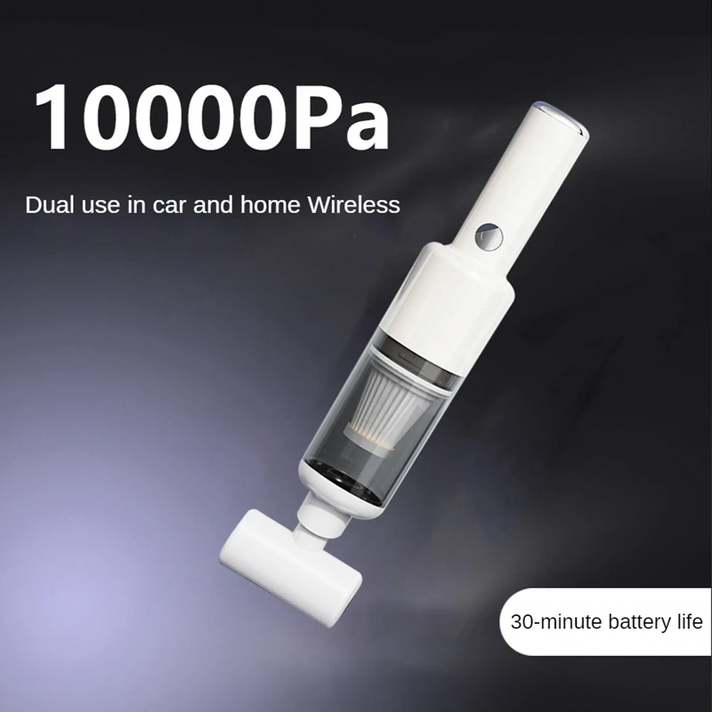 Vysávač automobilu 10000Pa bezdrôtové nabíjanie vzduchového dustera vreckového vysávača pre domácu kanceláriu biele
