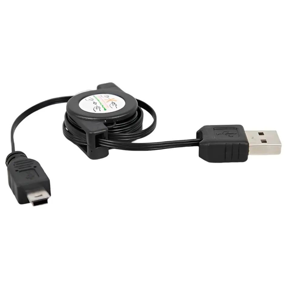 Vytiahnuteľný kábel nabíjačky MINI USB, USB na MINI USB Sync nabíjanie a dátový kábel pre MP3 MP4 Player Camera Mini 5pin zariadenia