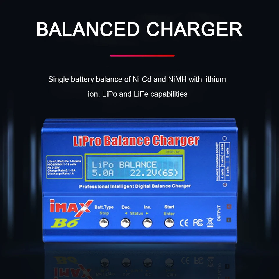 Vyvážená nabíjačka IMAX B6 Lipo nabíjačka AC/DC 80W Balance Nabíjač LCD Dispaly Vyplácanie Power 5W pre Lipo NIMH NICD Life PB batéria