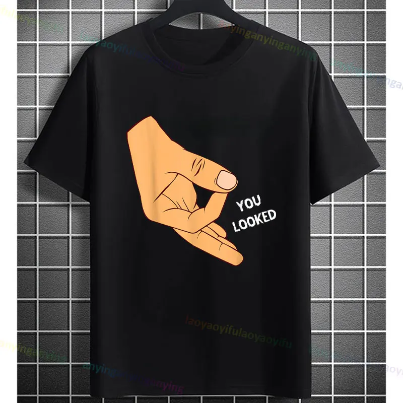 Vyzerali ste ťa urobili. Vyzerajte Circle Finger Game OK ručný žart Pánske tričko Novinka príležitostné Trend Trend Pure Cotton Trhirt s krátkym rukávom