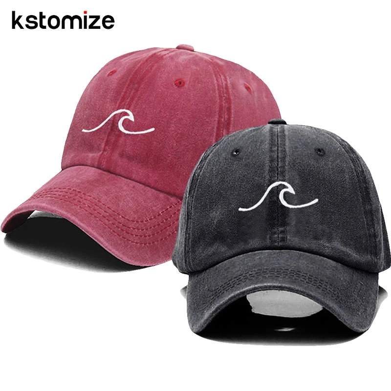 Vyšívanie morskej vlny mäkký bavlna muži baseballová čiapka módne klobúky Športové kanisky Snapback čiapka priedušná vonkajšia slnečná klobúk