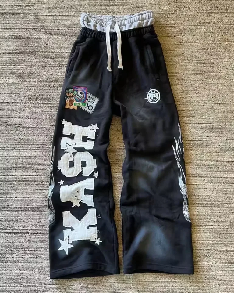 Vyšívanie záplat y2k nohavice mužov oblečenie hip hopové teplá vintage streetwear pánske nohavice voľné nohavice na nohavice Men