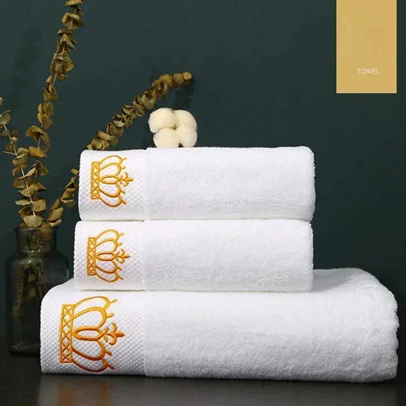 Vyšívaná koruna biela kúpeľňa uterák 5stars Hotel uteráky 100% kvalitné uteráky uteráky uteráky kúpeľne Dámske umývanie mäkké uterák