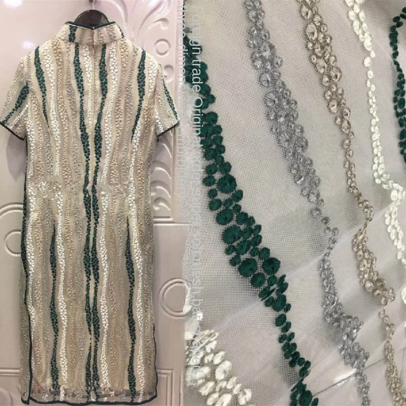 Vyšívaná tkanina zo sieťoviny pre čipky Jacquard Dress košele tkaniny Perspektíva módneho oblečenia dizajnér kutilský šitý handričku