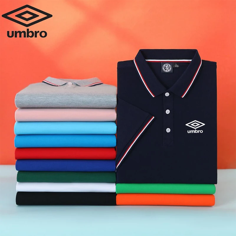 Vyšívané umbro pólo nové letné pólové košele Muži vysokokvalitné mužské krátke rukávy Top obchodné obchodné pólo pre mužov
