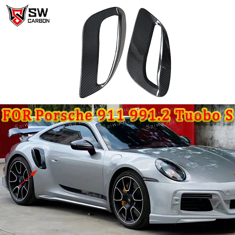 Vzdiatky na bočné vlákna s uhlíkovými vláknami Orezávanie vzduchového vetracieho krytu pre Porsche 911 991 Turbo S Coupe 2-dvere 2014-2016