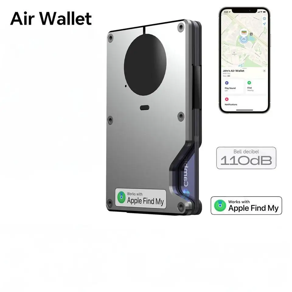 Vzduchová peňaženka, minimalistická peňaženka so zabudovaným čipom Airtag, RFID blokujúci držiak kreditnej karty, kompatibilný s Apple Nájdite iba môj iOS
