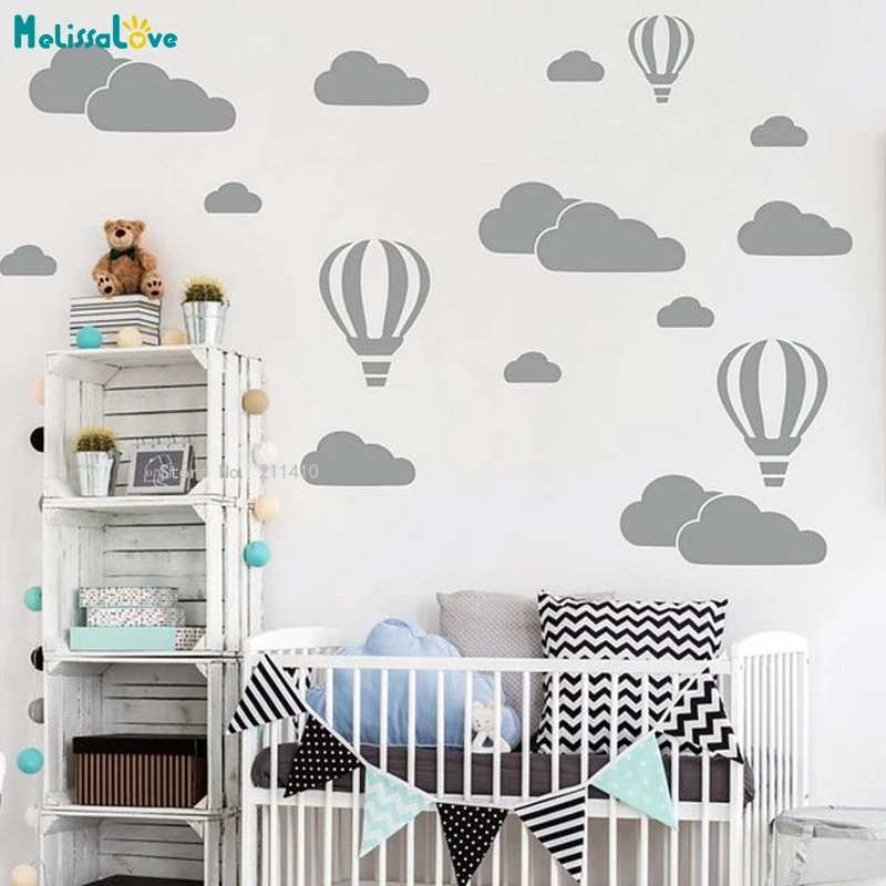 Vzduchové balóny oblaky nástenné nálepky Vinyl Art Home Decor Set set 15 izieb pre deti detská dekorácia odnímateľný YT6191