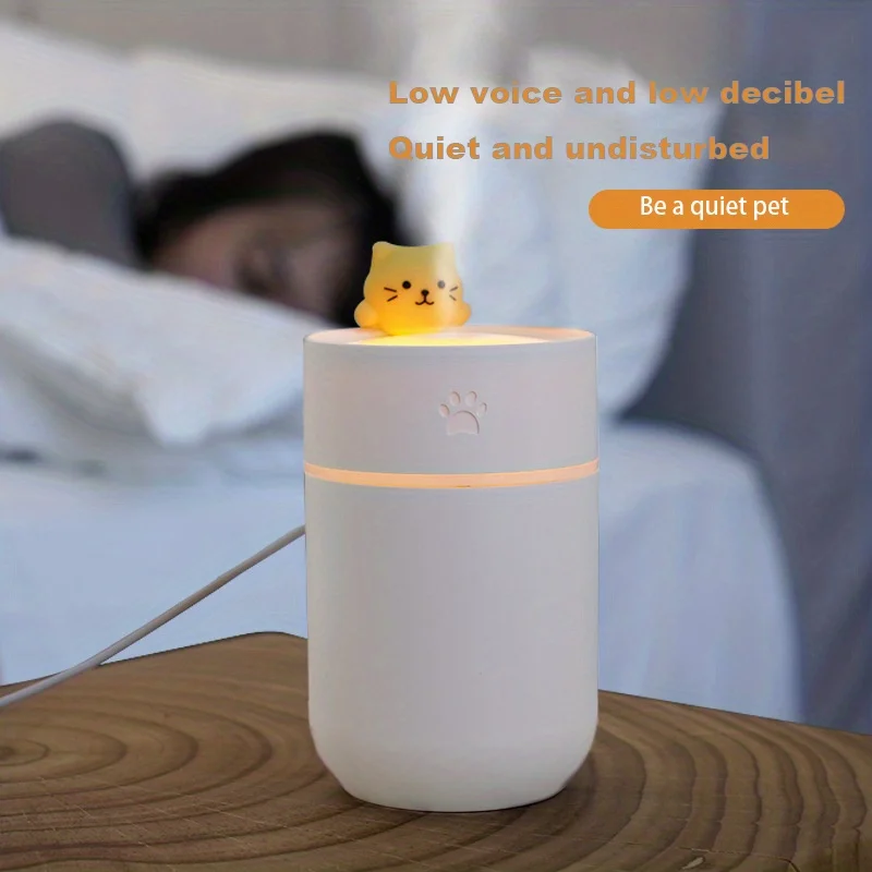 Vzduchový zvlhčovač aromaterapeutický stroj Cartoon Cat Arór Difúzor s nočným svetlom Studené hmlové výrobca pre domácnosť Čistiteľ čerstvého vzduchu