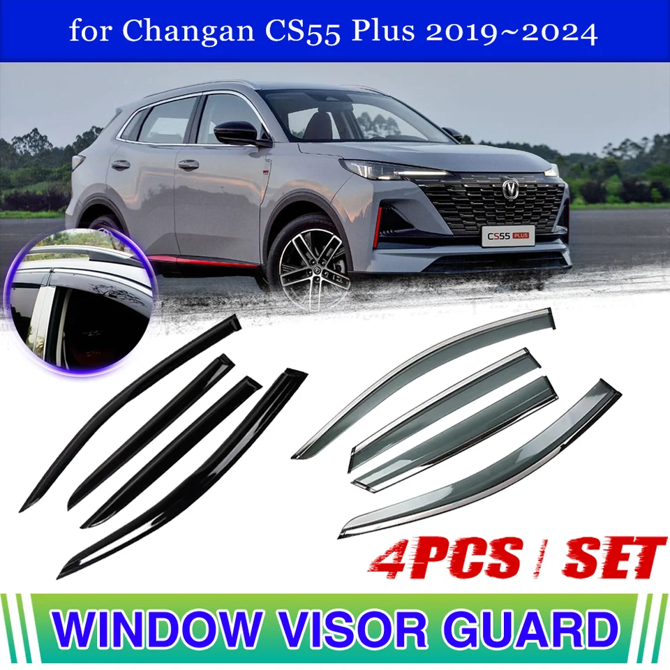 Vzor okna auta pre Changan CS55 Plus 2019 ~ 2024 2020 Dverové vetracie dymové markízy Slnko Slnko Rain Dážď obočia Obera Deflektor Doplnky