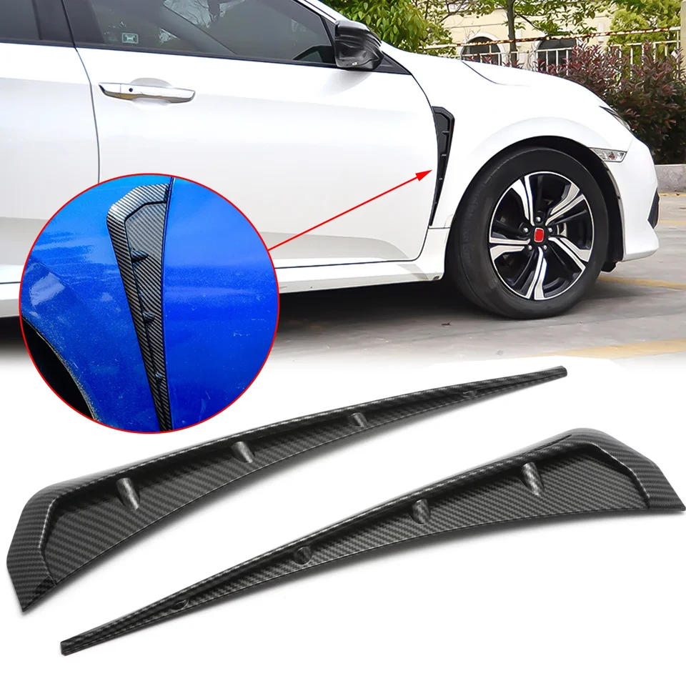 Vzor uhlíkových vlákien predné blatníky bočné veterné vzduchové krídlo obloženie dekoratívnej nálepky pre Honda Civic 10. Gen 2016-2021 2020 2019