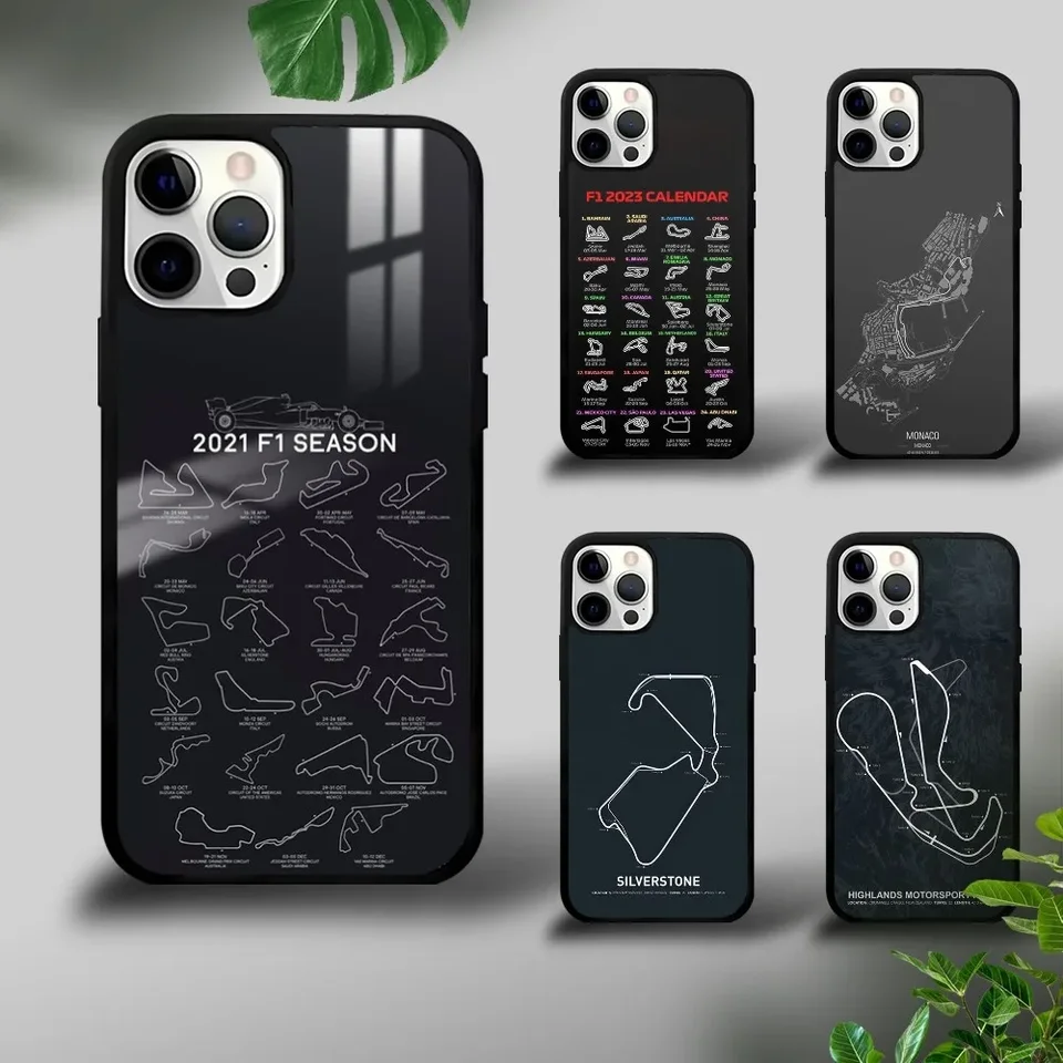Vzorec 1 F1 pretekársky obvod pre pretekárske obvody pre iPhone 16 15 14 13 12 11 Pro XS Max Mini Plus Culares Hard Funda