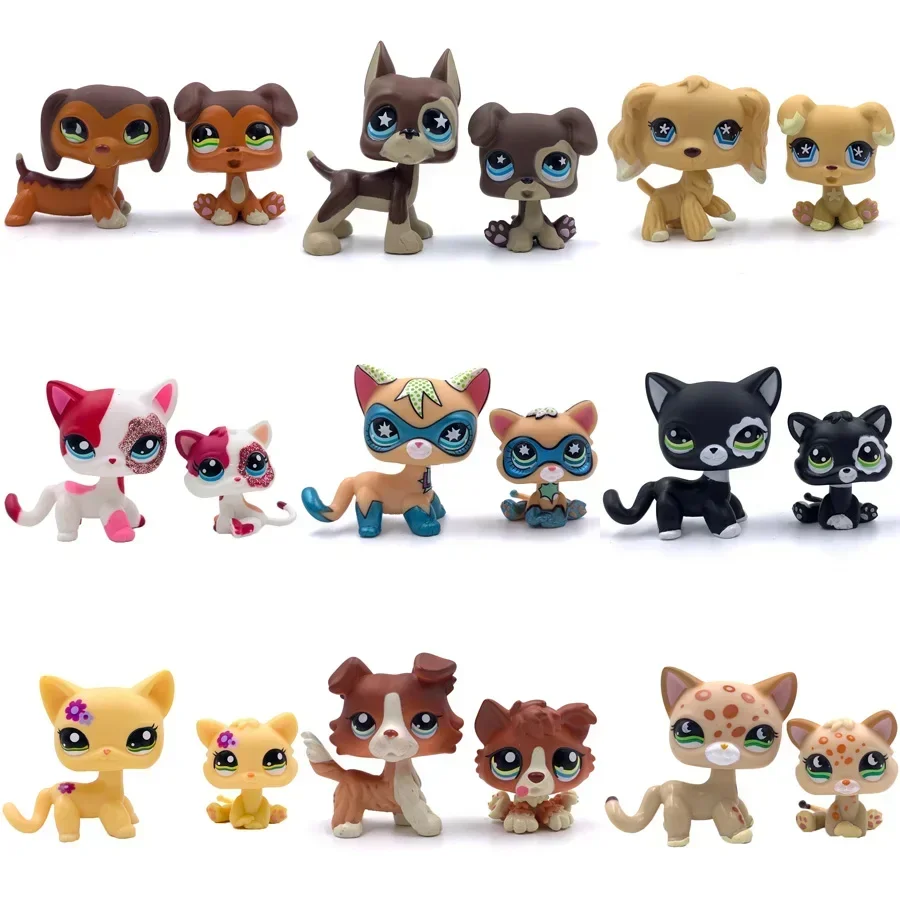 Vzácne zviera Littlest Pet Shop lps hračky roztomilé mačiatko stojany pre pes jazdecká rollie cocker španiel great dane starý bobble hlava hračky