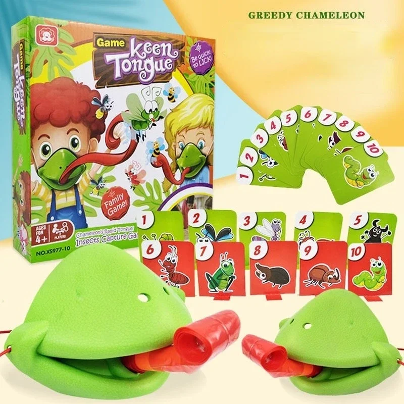Vzúchanie jazyka žaba chameleon jašterička maska ​​lízanie karty stolové hry pre deti noviny hračky hračky Family Party vtipné hry pre deti pre deti chlapcov