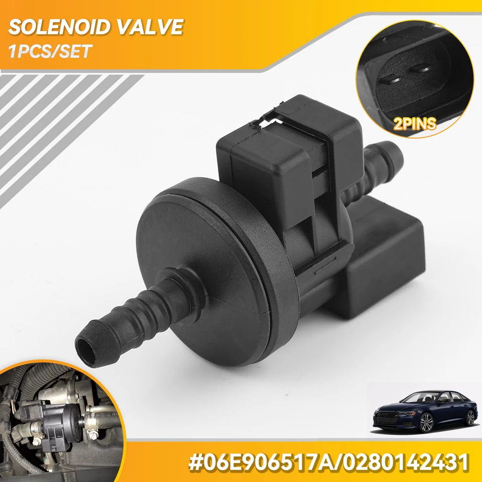 Vákuový solenoidný ventil solenoid N80 06E906517A 0280142431 pre Audi A3 A4 A6 Q7 A8 VW MK5 MK6 GOF GTI PASSAT JETTA PEETLE 2 PIN 2 PIN 2 PIN 2 PIN