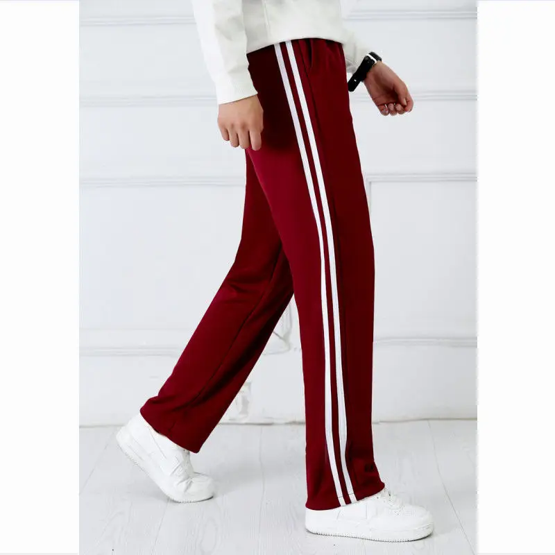 Víno červené unisex Nové stopy nohavice Príležitostné tepláky pánske pruhované bastické nohavice Rovné nohavice Rovnocenky Simple Work Pants