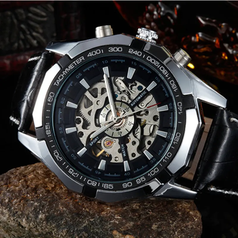 Víťaz víťaza 340 Classic Look Pánsky módny business Hollow Automatické mechanické hodinky