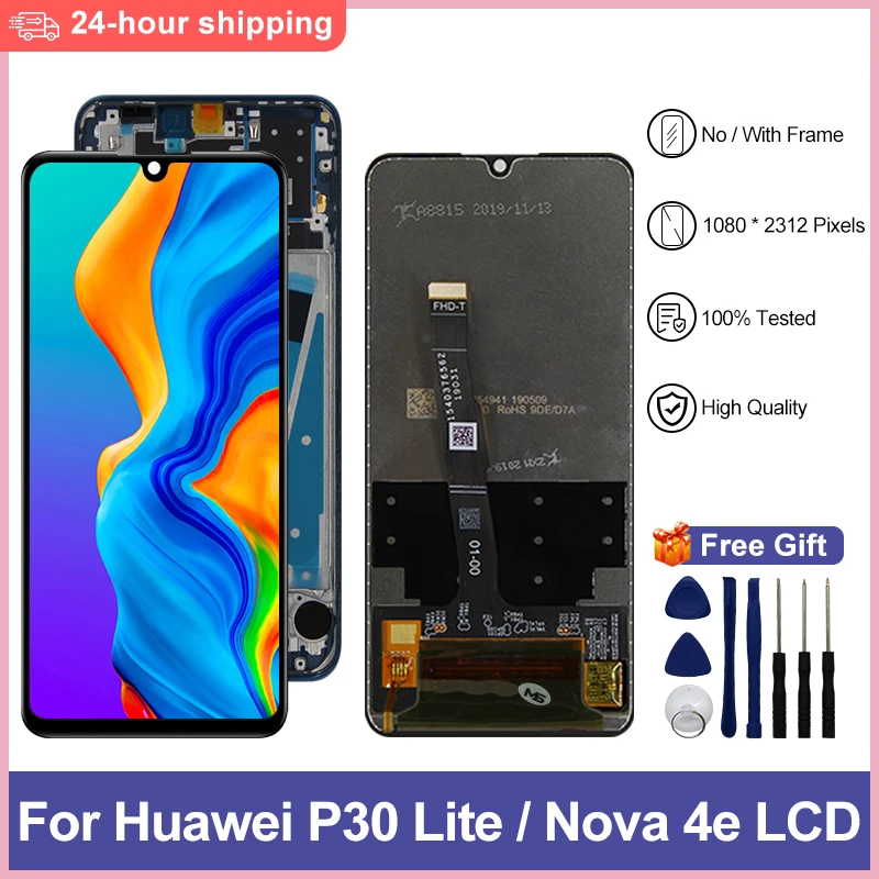 Výber pre Huawei P30 Lite LCD Displej pre Huawei P30 Lite Screen Nova 4E Mar-Lx1 Mar-Lx2 Mar-AL01 LCD LCD náhradné diely