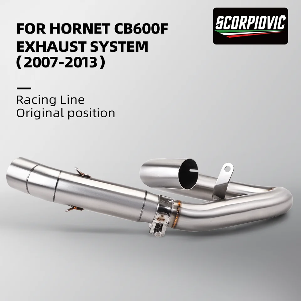 Výfukové potrubie pre motocykle Úplný systém bezstratovej inštalácie Slip-on Stredný koniec slalom link rúrky pre Hornet CB600F CBR600F