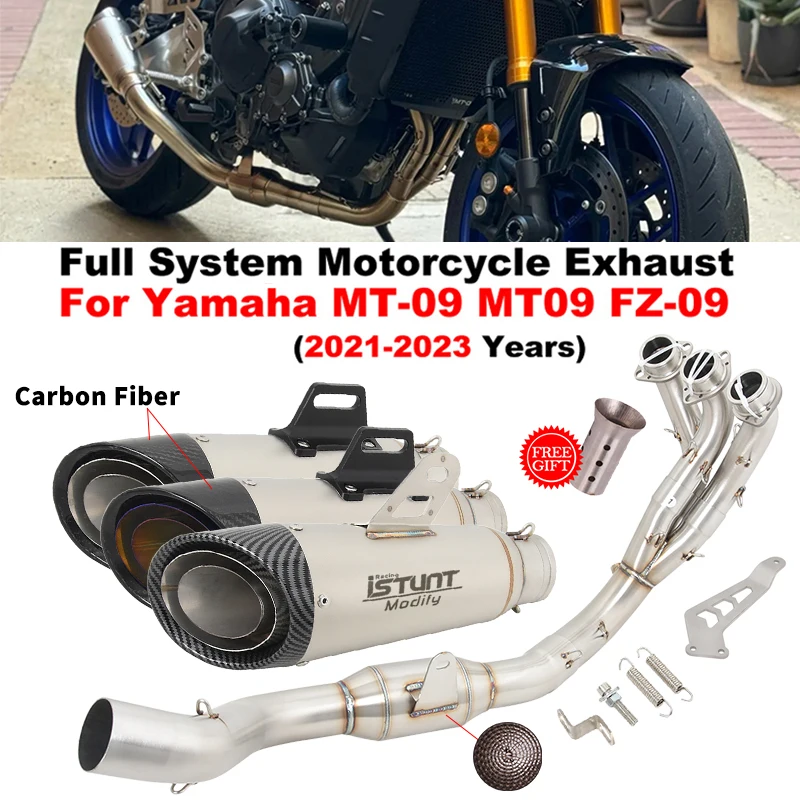 Výfukové systémy pre motocykle Front Link Pipe uhlíkové vlákno únikový tlmič DB Killer pre Yamaha MT-09 MT09 FZ 09 2021 2022 2023
