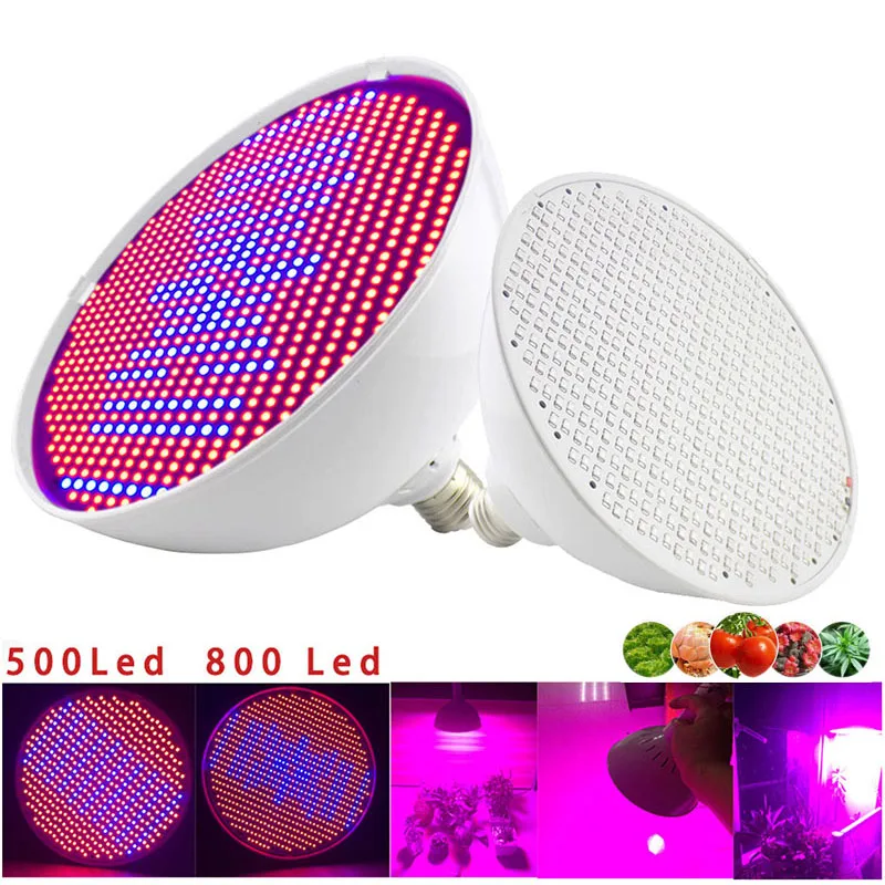 Výkonná 800 LED rastlina Grow Light Indoor Full Spectrum Hydroponika kvetina fito lampa stanu zelenina Gronhouse Growbox Cultivo E27