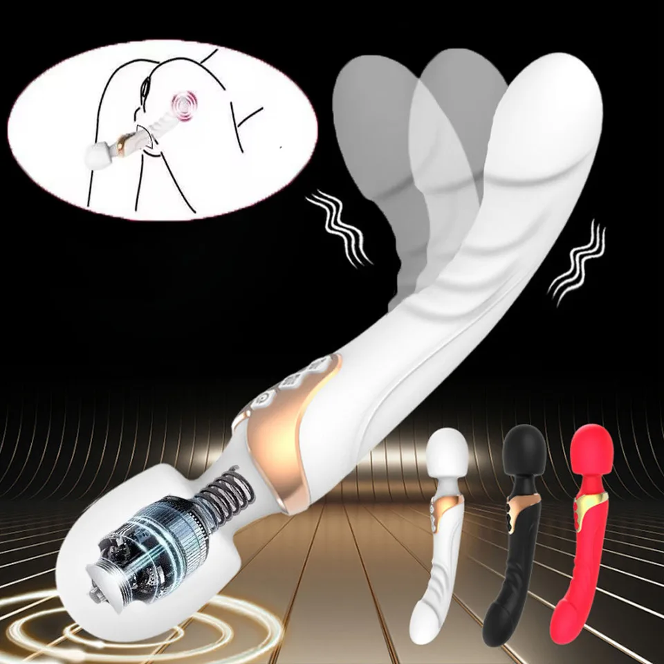 Výkonný 10 režim AV Magic Wand Dildo Vagina Vibrator Žena G Spot Clitoris Stimulátor Anal Mastrubator Dospelé sexuálne hračky pre ženy