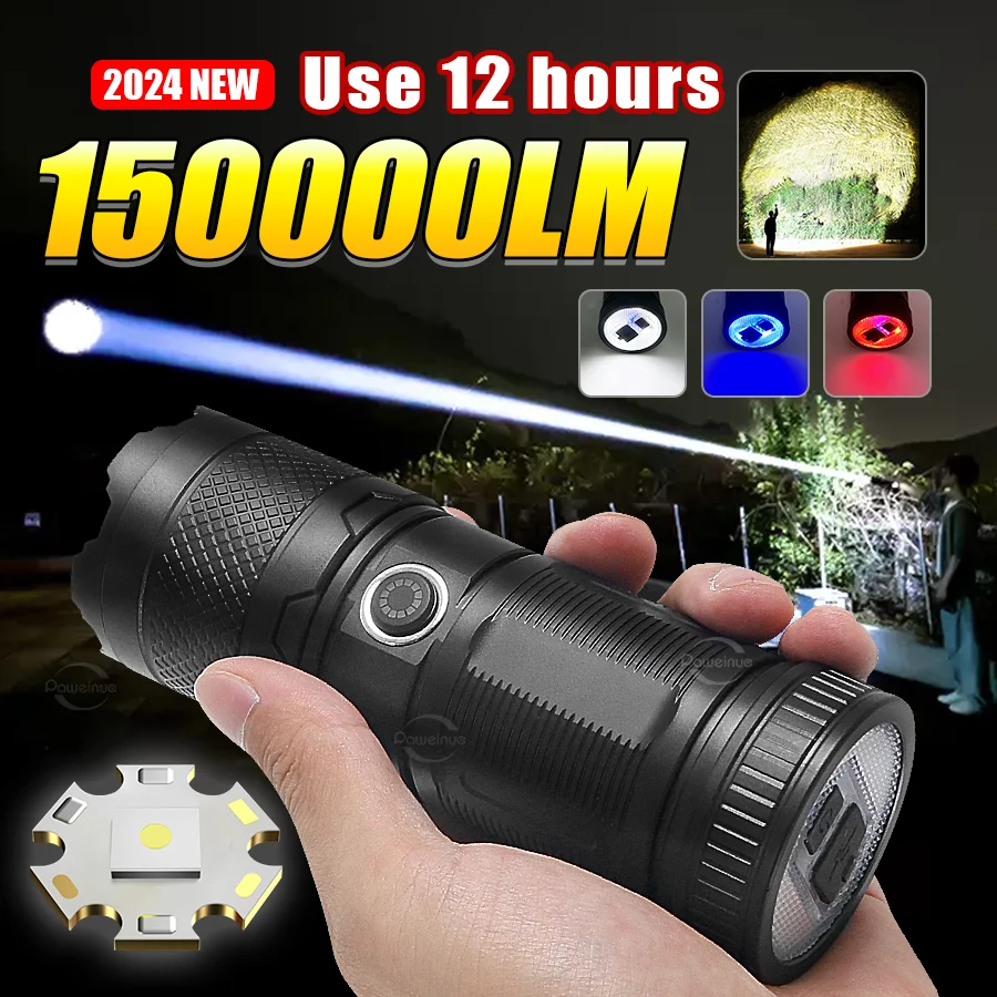 Výkonný dlhý rozsah 2500 metrov baterky USB nabíjateľné pochodeň 300 W LED Super Bright s Cob Lights Torch vstavanou batériou Lantren