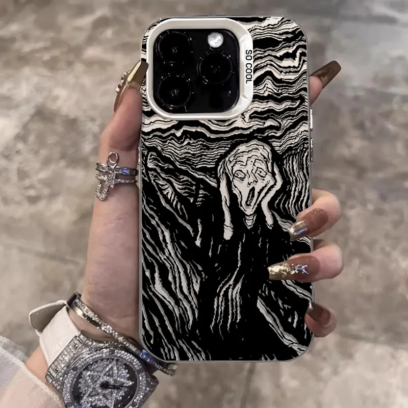 Výkrik nočných telefónov pre iPhone 15 Pro Max 11 12 13 14 Pro Max x xr xsmax 7/8 15 plus laserový pokrytý silikónový nárazník