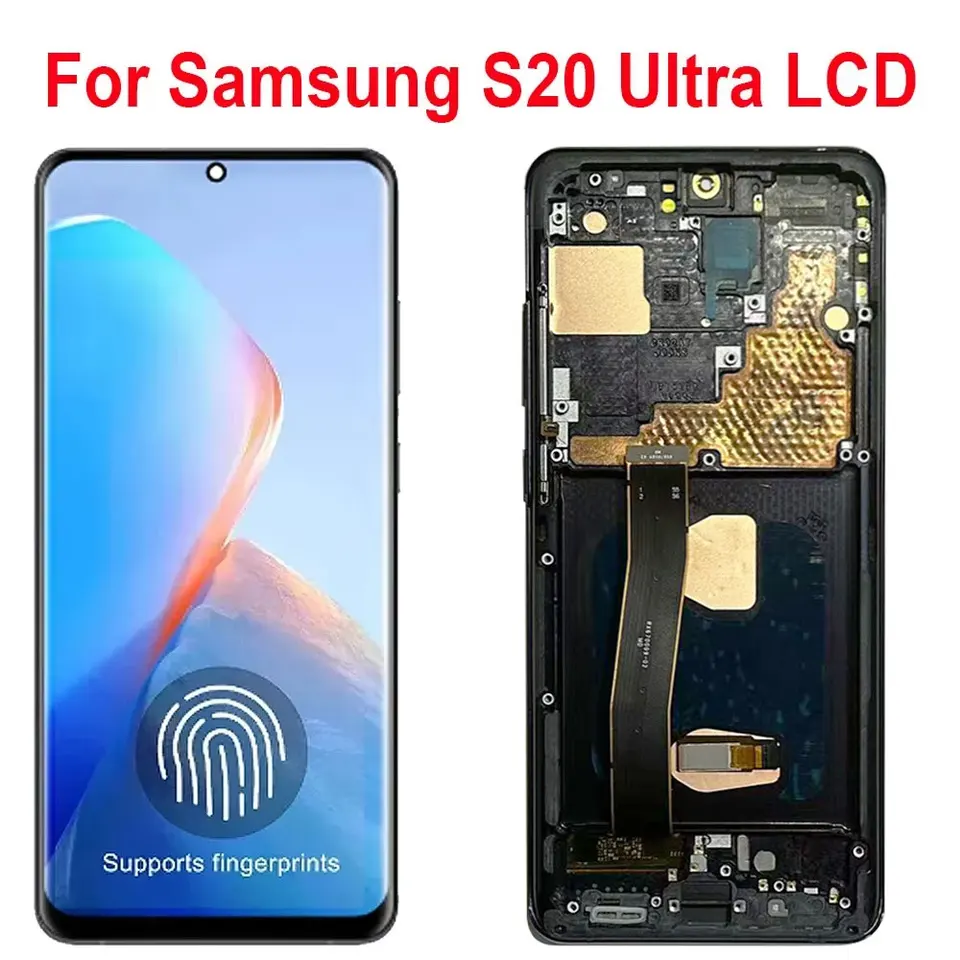 Výmena AMOLED LCD displej S20 Ultra Screen Display pre Samsung S20 Ultra G998F SM-G988B/DS G9880 LCD DISPIT TONT TOONT ​​SOTKOL s rámom