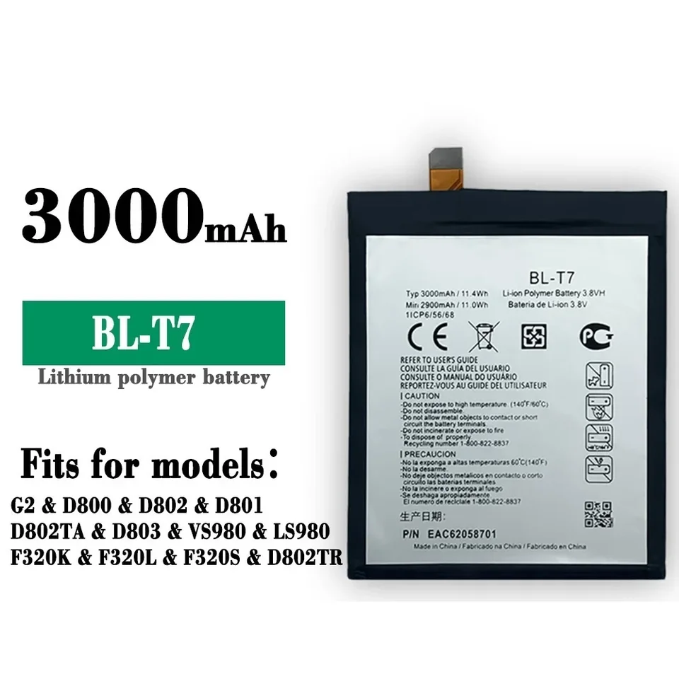 Výmena batérie BL-T7 pre LG G2 LS980 VS980 D800 D801 D802 T7 BLT7 VS980 LS980 F320K F320L F320S D802TR batérie