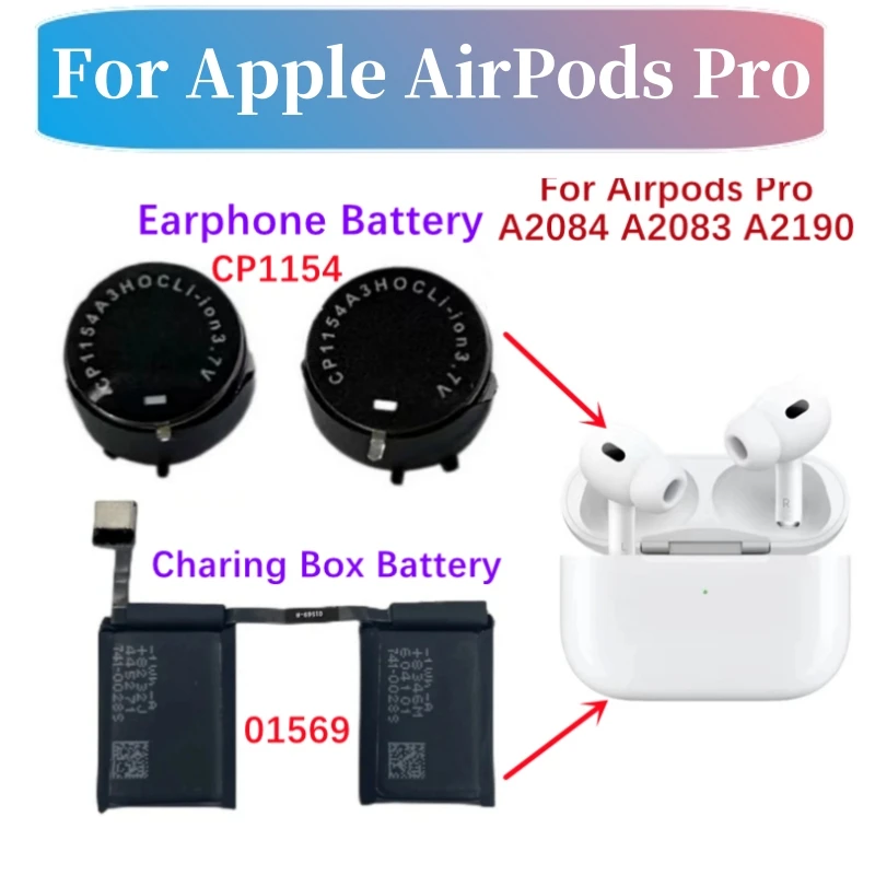 Výmena batérie CP1154 pre Apple AirPods Pro A2084 A2083 A2190 Air Pods Pro Nabíjateľné batérie batérie batérie