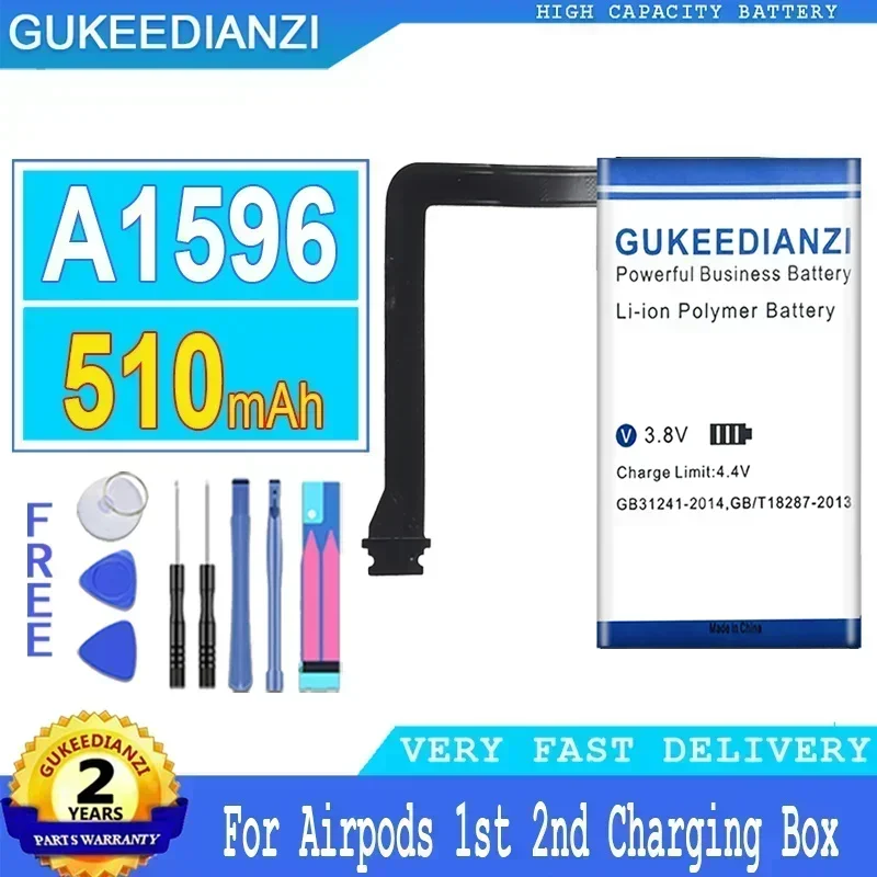 Výmena batérie s vysokou kapacitou A1596 020-00098 510 mAh pre AirPods 1 2 1. 2. bezdrôtové nabíjacie boxy a slúchadlá