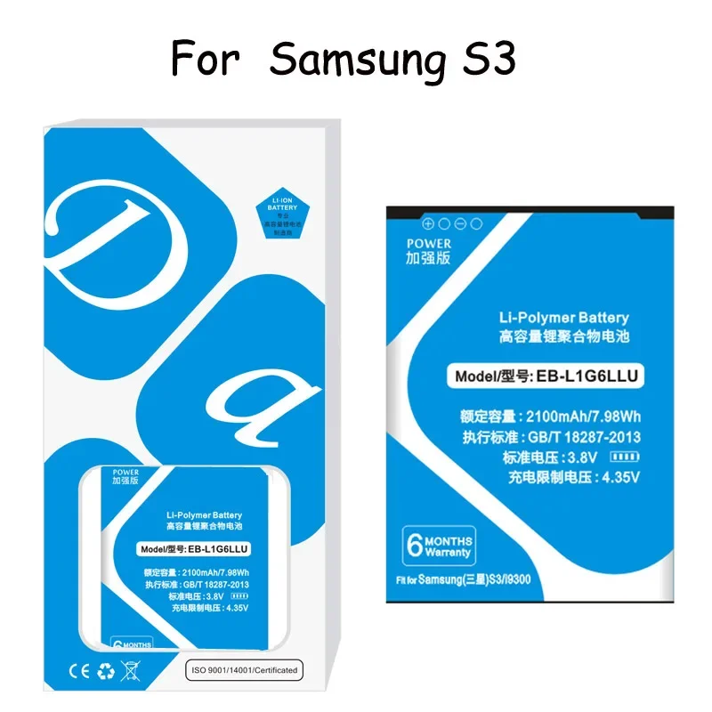 Výmena batérie XDOU pre Samsung Galaxy S3 I9300 I9308 L710 I535 I9300I Originálny bateria EB-L1G6LLU s NFC 2100MAH