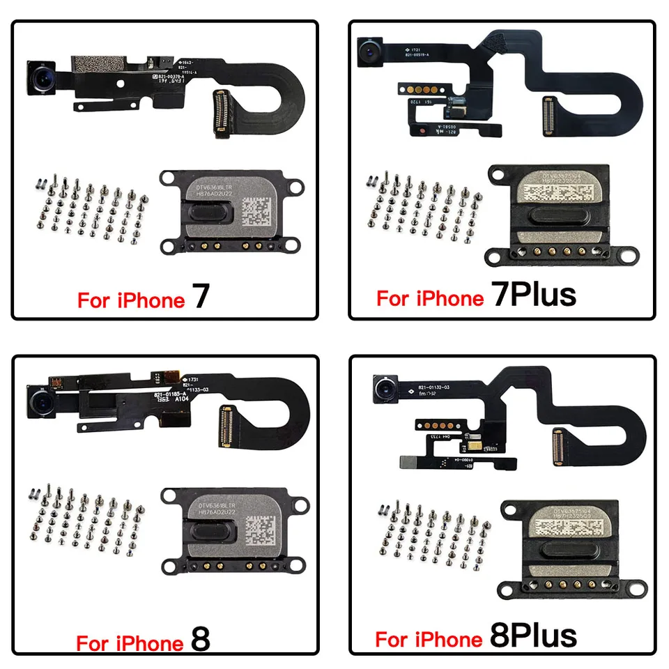 Výmena flexového kábla predného fotoaparátu pre iPhone 7 8 plus tvárový fotoaparát s uší a úplné skrutky