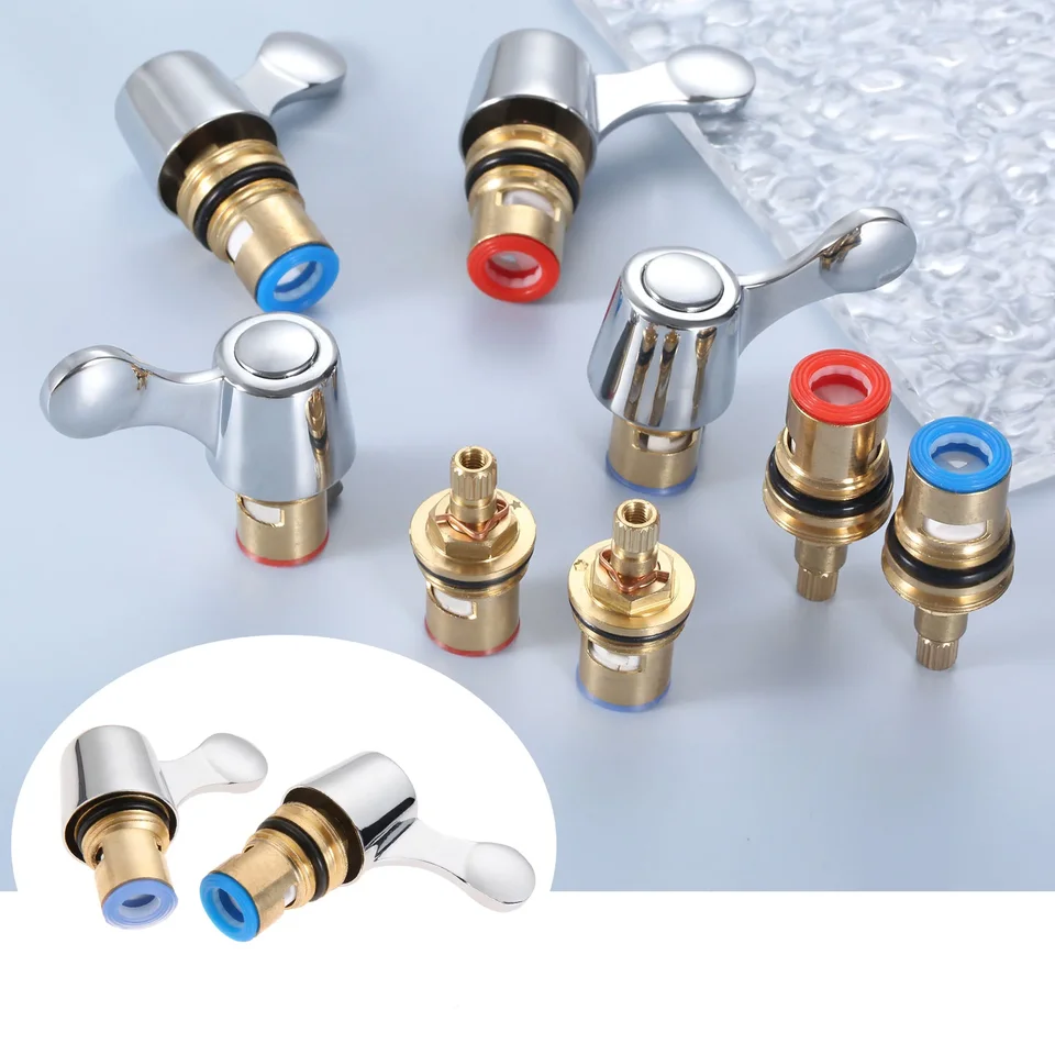 Výmena Sada rukoväte kohútika Ventil Core 43 mm/53 mm manuálny spínač Faucet Disk W/Skrutka pevná mosadzná keramická horúca a studená voda