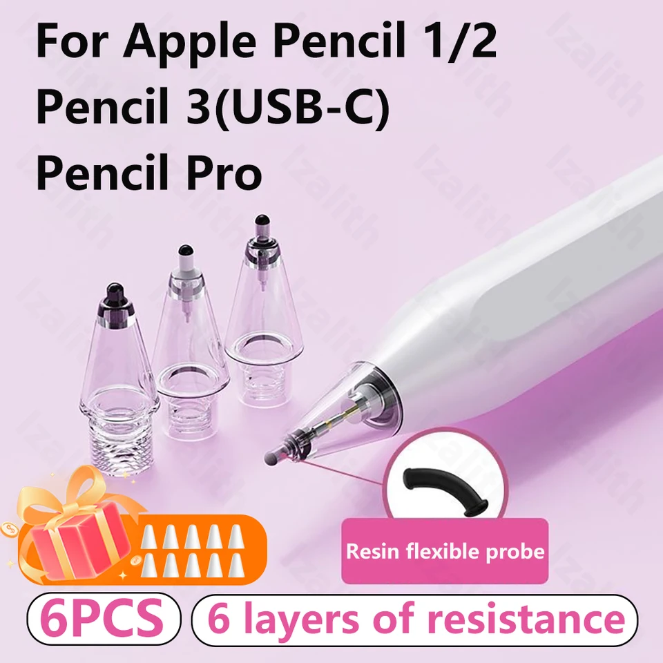 Výmena tipov pre ceruzku Apple 1 2 3 gen ceruzka Pro 2B 4B HB Elastický priehľadný stylus iPad ceruzka Nib
