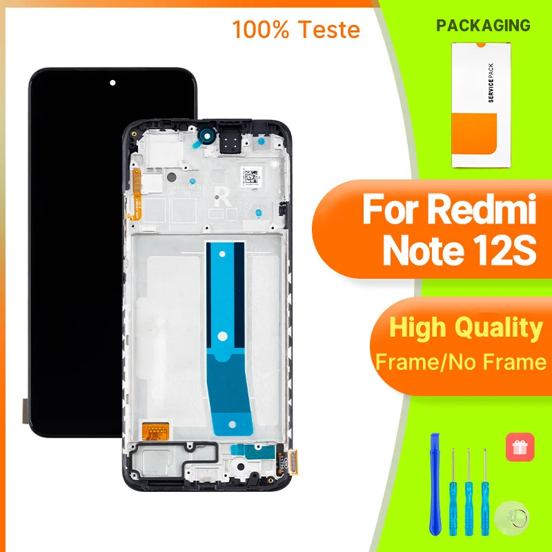 Výmena výmeny 100% testovacej obrazovky továrne pre Xiaomi Redmi Note 12S LCD displej na podporu obrazovky 3D Touch Display