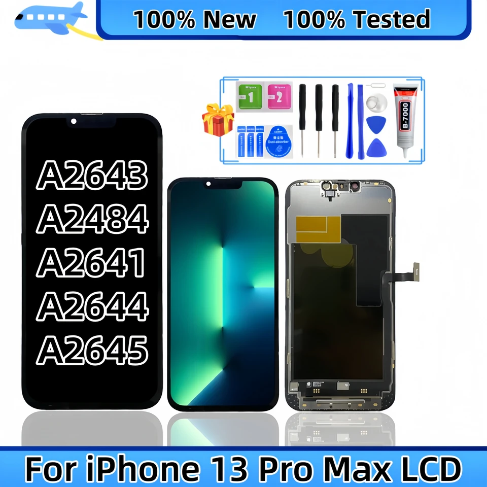 Výmena zostavy digitátora dotykovej obrazovky LCD Display, vhodná pre iPhone 13 Pro Max, A2643, A2484, A2641, A2644, A2645
